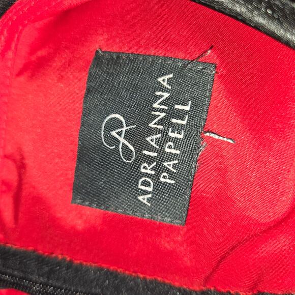 Adrianna Papell Womens Fit Flare Dress Red Black Lace Overlay Feminine Event - Picture 2 of 14